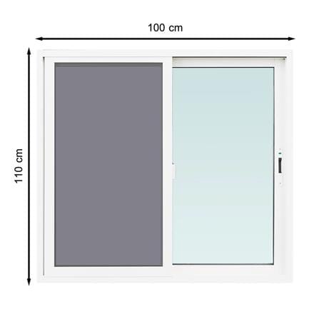 หน้าต่างบานเลื่อน UPVC S-S มุ้ง TAKECHI 100X110 ซม. สีขาว_0