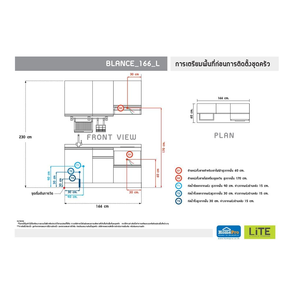 ครัวไม้สำเร็จ STARMARK BLANCE 166_L 166 ซม.