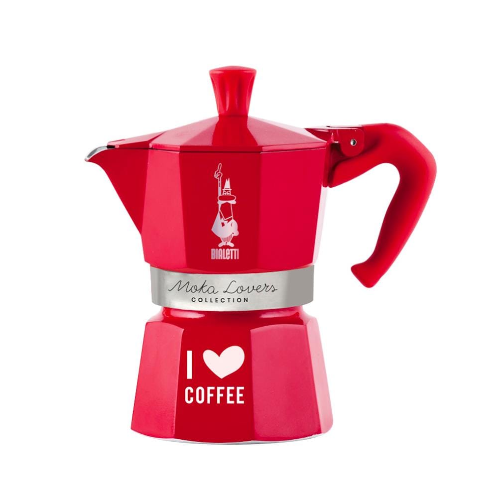 หม้อต้มกาแฟ BIALETTI MOKA I LOVE COFFEE 3 CUPS สีแดง
