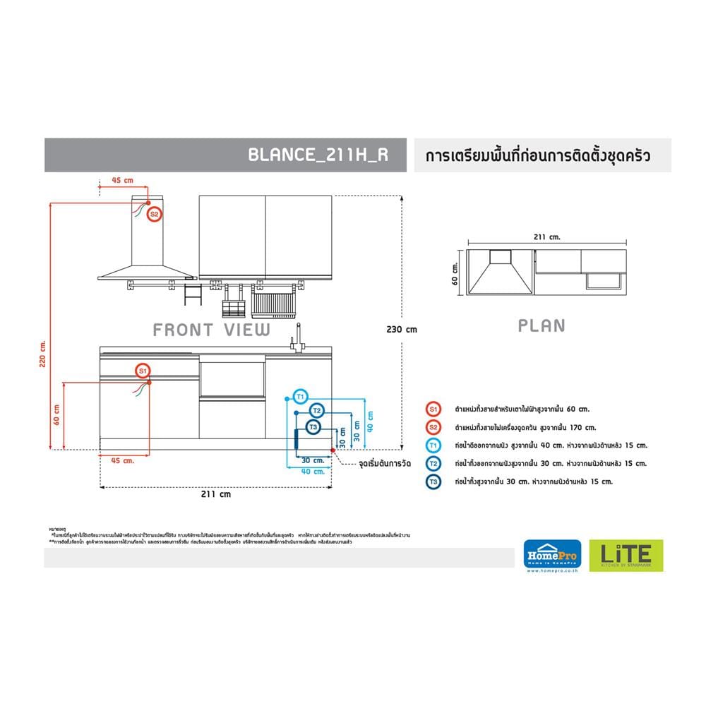 ครัวไม้สำเร็จ STARMARK BLANCE 211H_R 211 ซม.