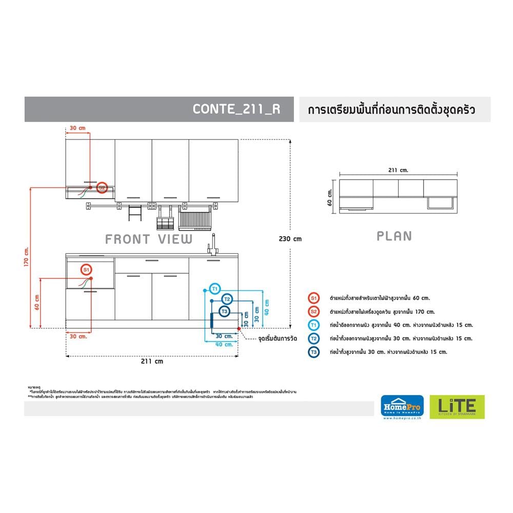 ครัวไม้สำเร็จ STARMARK CONTE 211_R 211 ซม.
