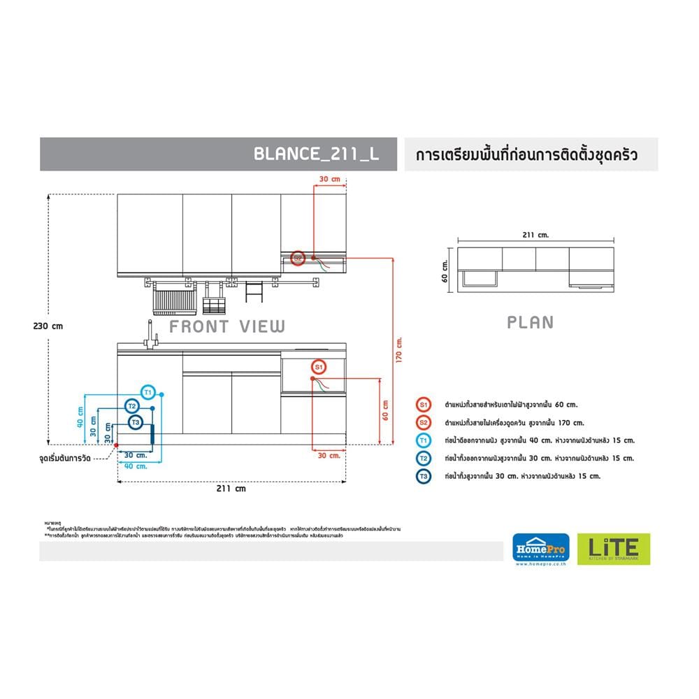 ครัวไม้สำเร็จ STARMARK BLANCE 211_L 211 ซม.