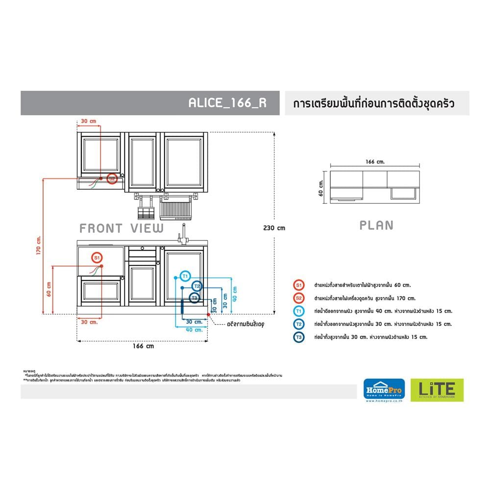 ครัวไม้สำเร็จ STARMARK ALICE 166_R 166 ซม.