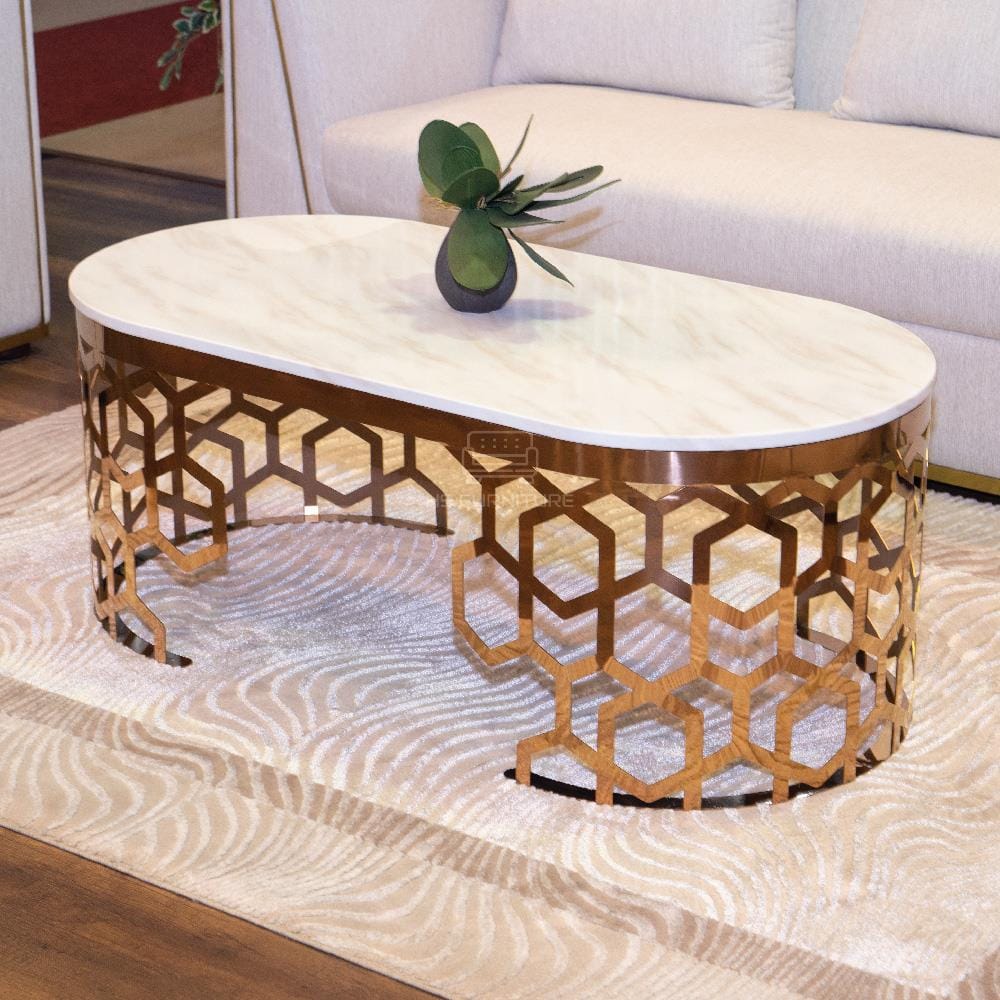 โต๊ะกลาง HS FURNITURE MALL CALLISTO สีขาว/ROSE GOLD