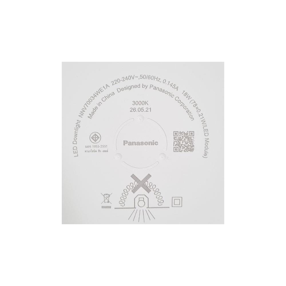 ดาวน์ไลท์ LED PANASONIC NNV70034WE1A 5.9 นิ้ว 18 วัตต์ WARM WHITE สีขาว