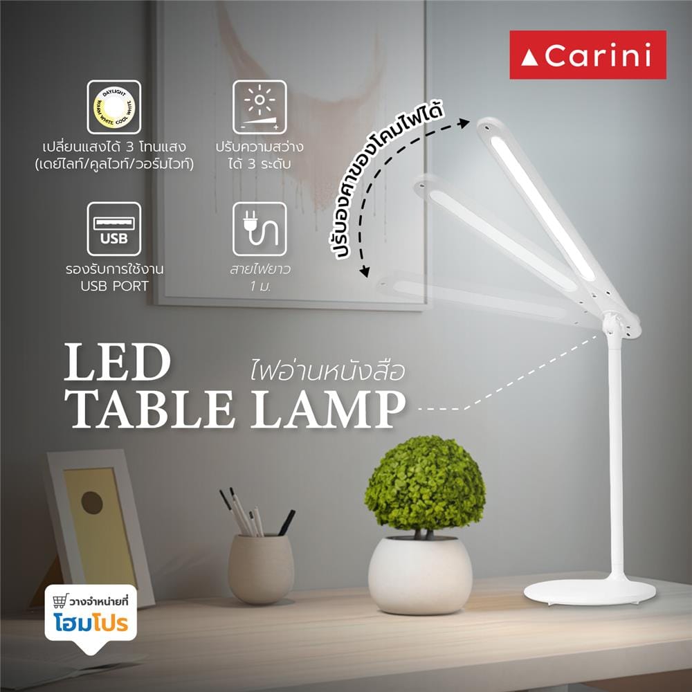 ไฟอ่านหนังสือ LED CARINI 224323603 4 วัตต์ DAYLIGHT COOLWHITE WARMWHITE สีขาว