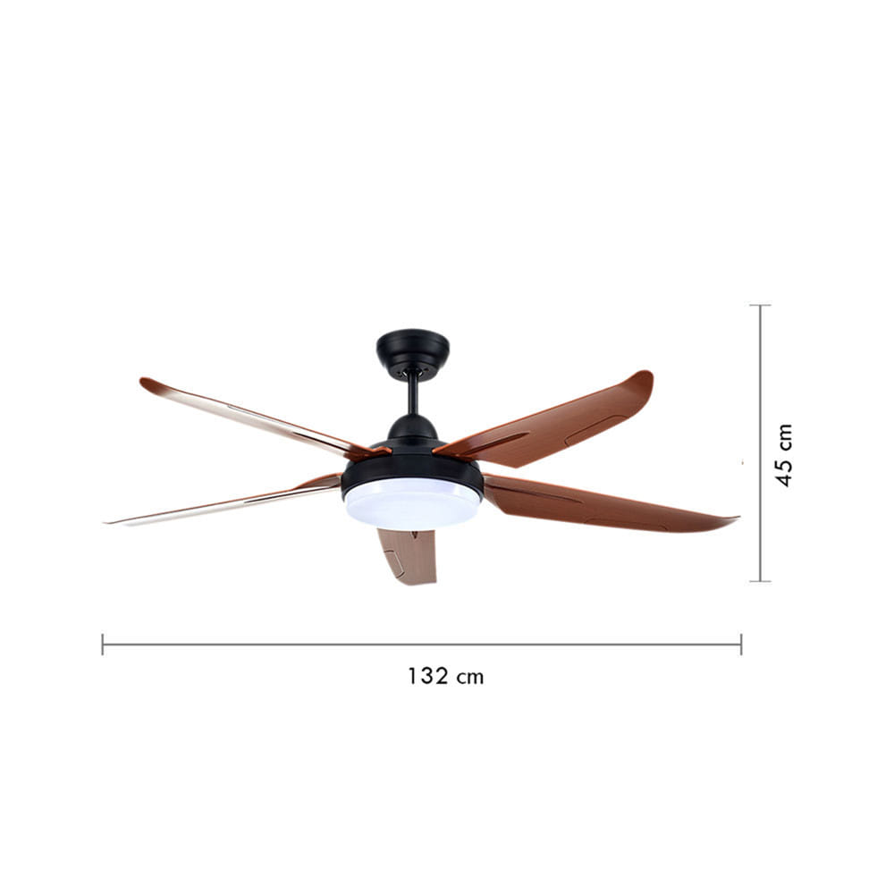 พัดลมโคมไฟ LED CARINI CN552 สีดำ/น้ำตาล 52 นิ้ว 5 ใบพัด 24 วัตต์ DAYLIGHT/COOLWHITE/WARMWHITE