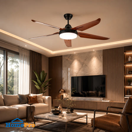 พัดลมโคมไฟ LED CARINI CN552 สีดำ/น้ำตาล 52 นิ้ว 5 ใบพัด 24 วัตต์ DAYLIGHT/COOLWHITE/WARMWHITE_3