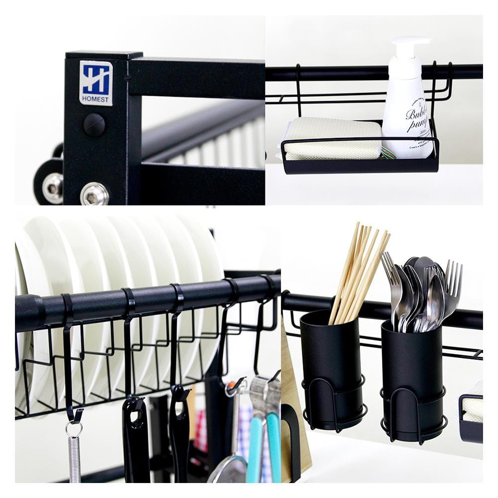 ชั้นคว่ำจานคร่อมซิงค์สเตนเลส ปรับระดับได้ HOMEST IC-008853 สีดำ