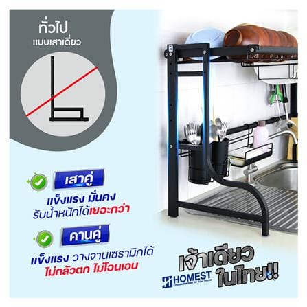 ชั้นคว่ำจานคร่อมซิงค์สเตนเลส ปรับระดับได้ HOMEST IC-008853 สีดำ_2