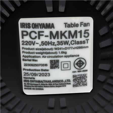 พัดลมตั้งโต๊ะ 6 นิ้ว IRIS OHYAMA PCF-MKM15 สีดำ_3