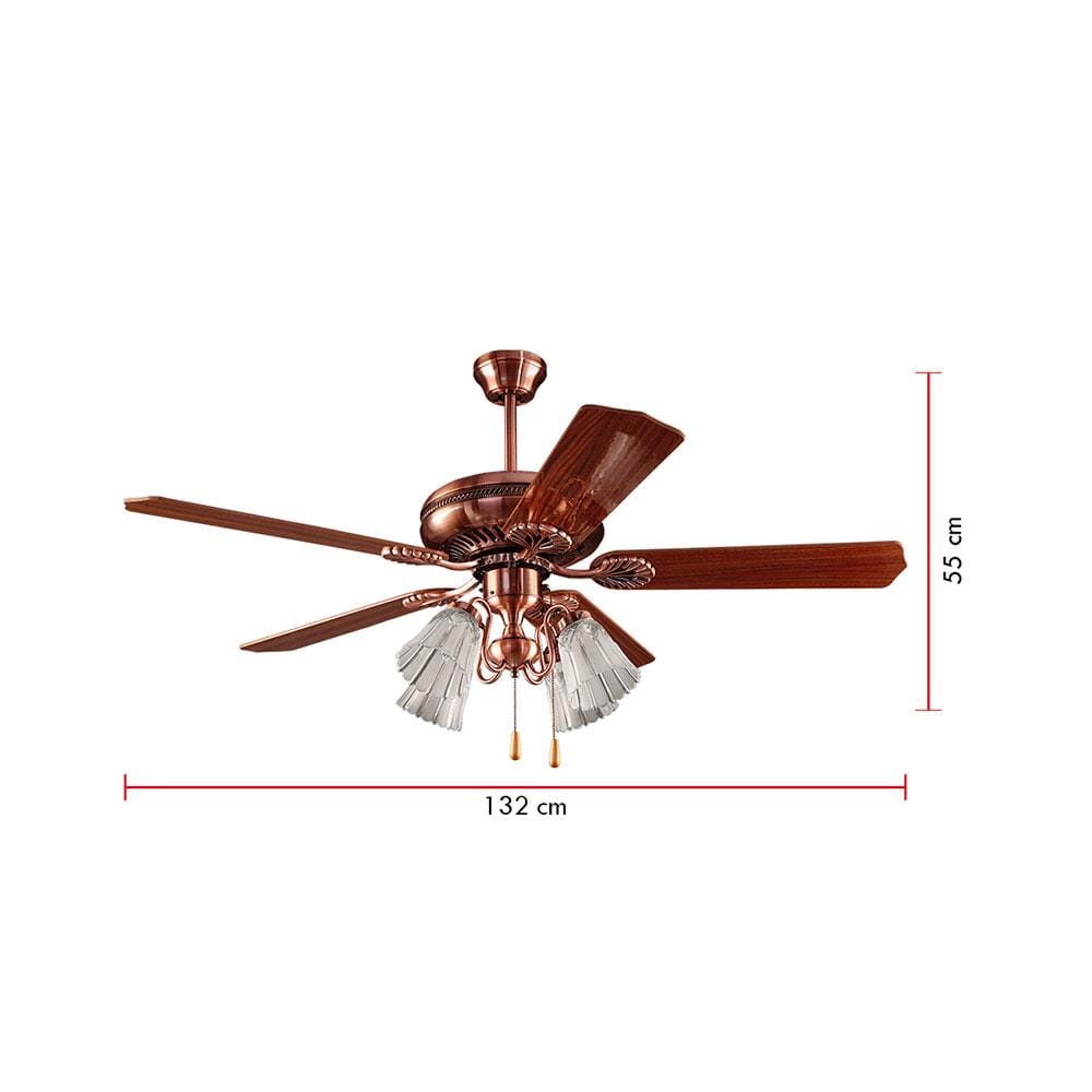 พัดลมโคมไฟ CARINI 552-4LRC สีน้ำตาล/ทองแดง 52 นิ้ว 5 ใบพัด 4 โคมไฟ