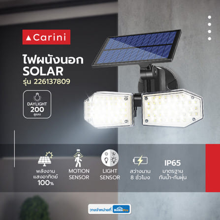 ไฟผนังภายนอก SOLAR CARINI 226137809 15.6 วัตต์ DAYLIGHT สีดำ_4