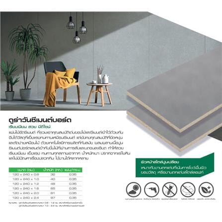 ซีเมนต์บอร์ด DURAONE 120X240X1.6 ซม. สีซีเมนต์_3