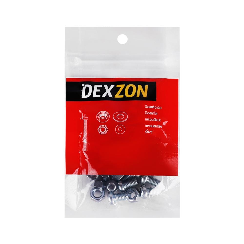 สกรูเกลียวมิลพร้อมนอต JP DEXZON 6X10 มม. แพ็ก 25 ชิ้น