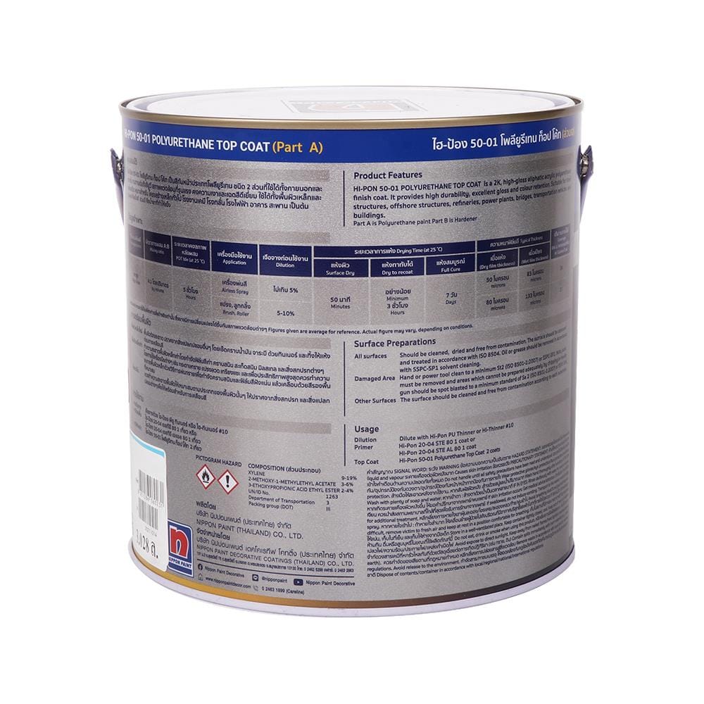สีงานอุตสาหกรรม NIPPON PAINT HI-PON 50-01 PART A สีน้ำเงิน 4/5 แกลลอน
