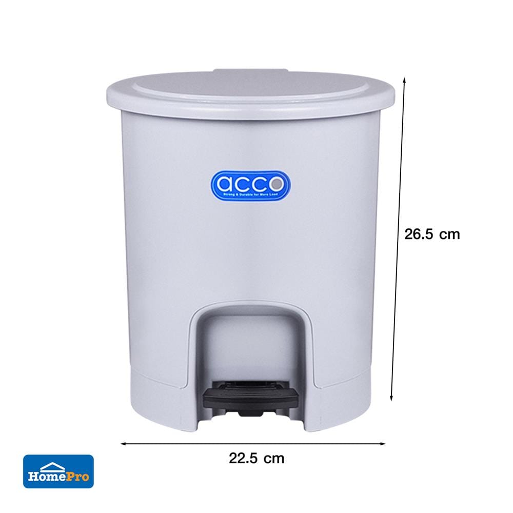 ถังขยะเหยียบกลม ACCO PASTEL 6L สีเทา