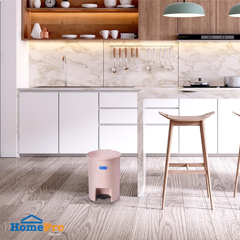ถังขยะเหยียบกลม ACCO PASTEL 6L สีเบจ