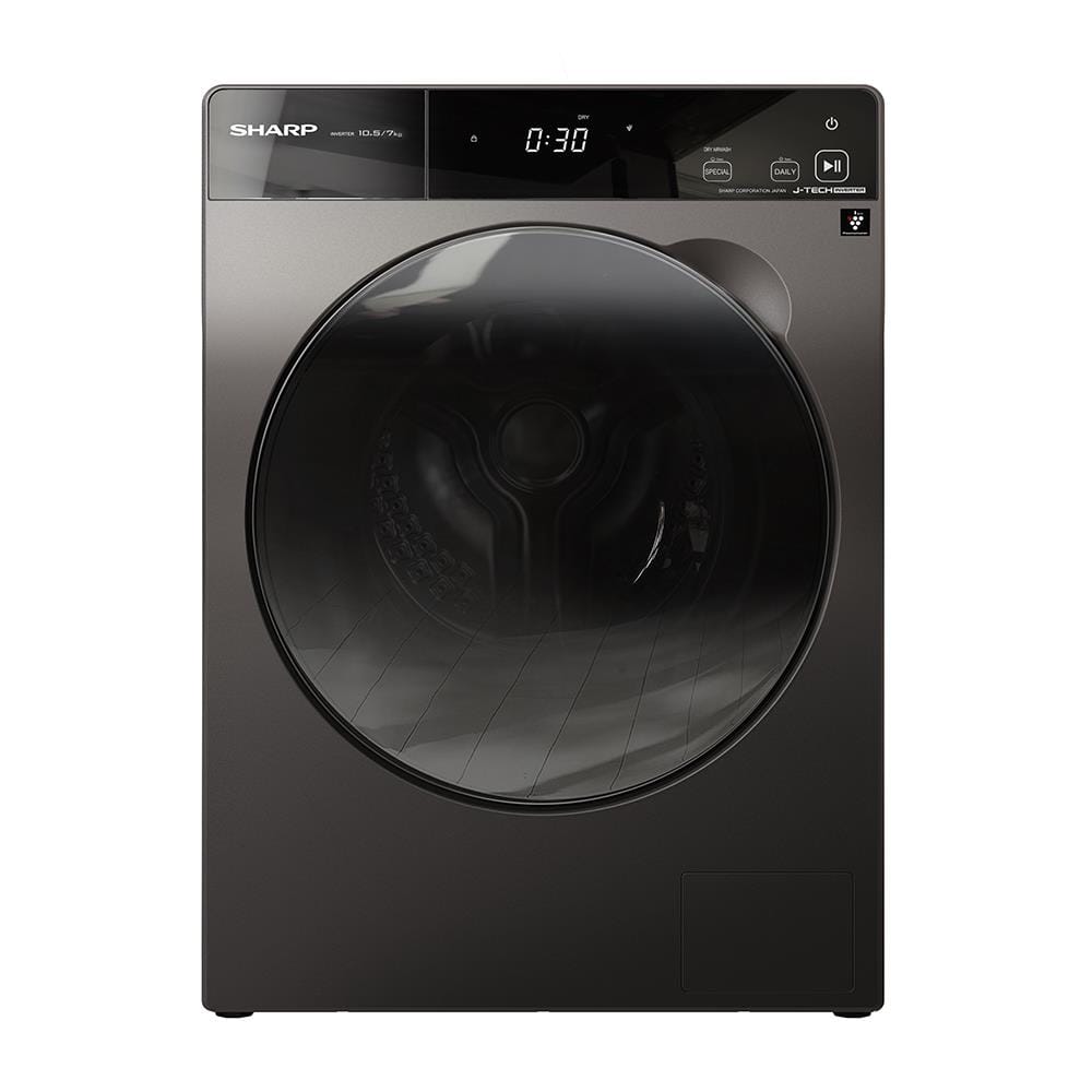 เครื่องซักอบผ้าฝาหน้า SHARP ES-DK1054PT-S 10.5/7 กก. สีเทา อินเวอร์เตอร์