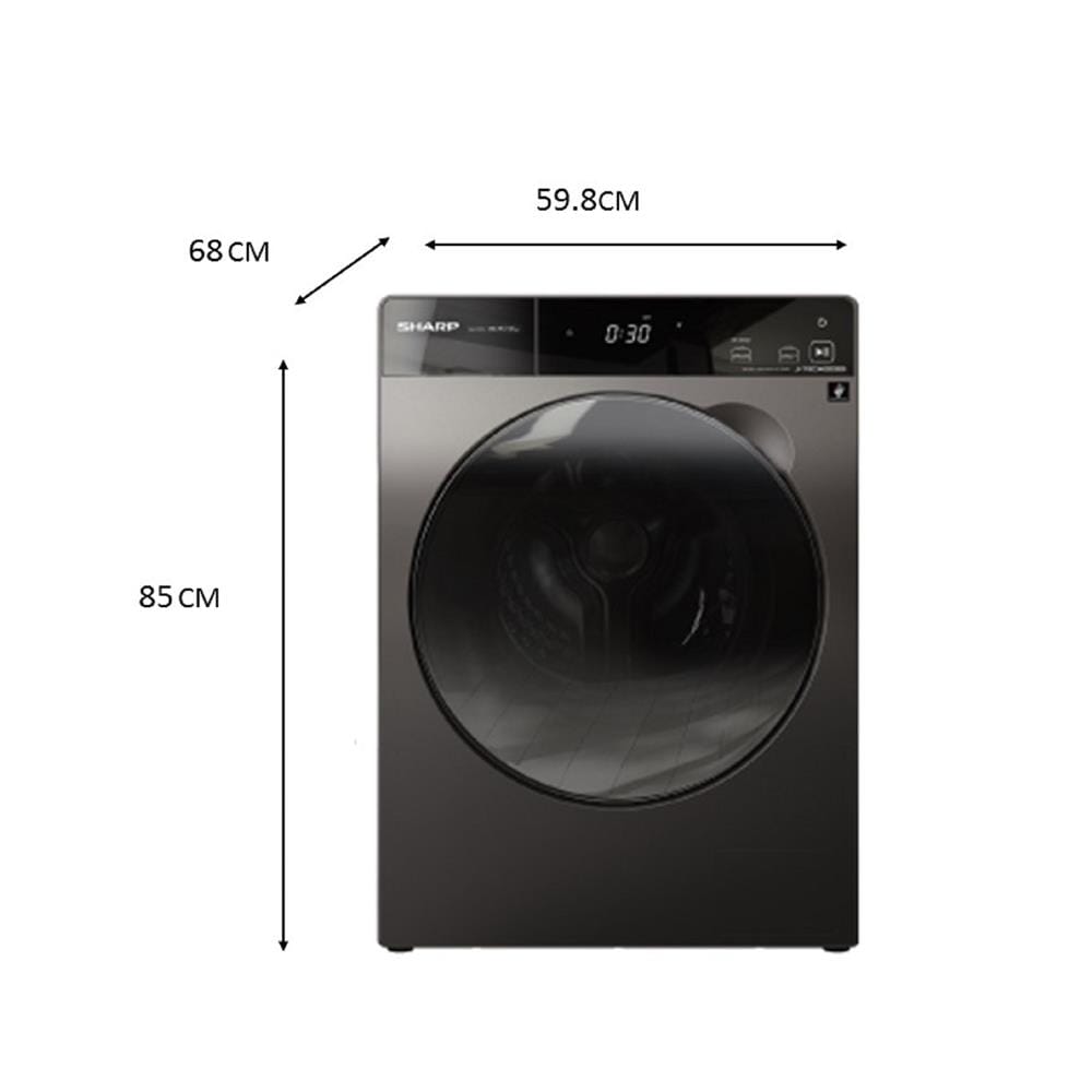 เครื่องซักอบผ้าฝาหน้า SHARP ES-DK1054PT-S 10.5/7 กก. สีเทา อินเวอร์เตอร์