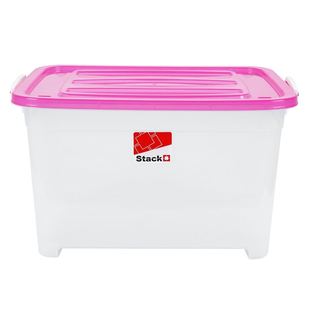 กล่องเก็บของมีล้อ STACKO S55 A 50 ลิตร 58X40X32 ซม. สีชมพู