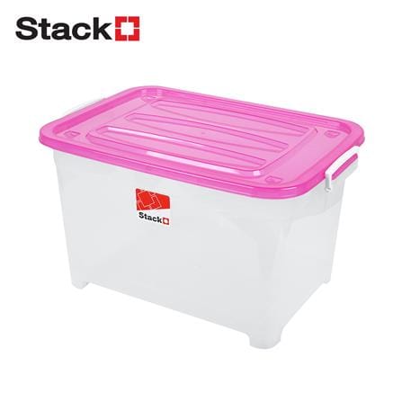 กล่องเก็บของมีล้อ STACKO S55 A 50 ลิตร 58X40X32 ซม. สีชมพู_0