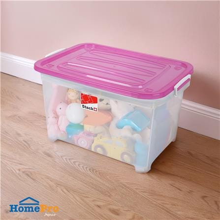กล่องเก็บของมีล้อ STACKO S55 A 50 ลิตร 58X40X32 ซม. สีชมพู_3