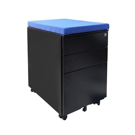 ตู้ลิ้นชักเหล็ก 3 ลิ้นชัก พร้อมเบาะฟ้า DESKSPACE สีดำ/ฟ้า_0