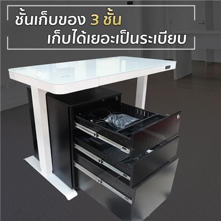 ตู้ลิ้นชักเหล็ก 3 ลิ้นชัก พร้อมเบาะฟ้า DESKSPACE สีดำ/ฟ้า_5