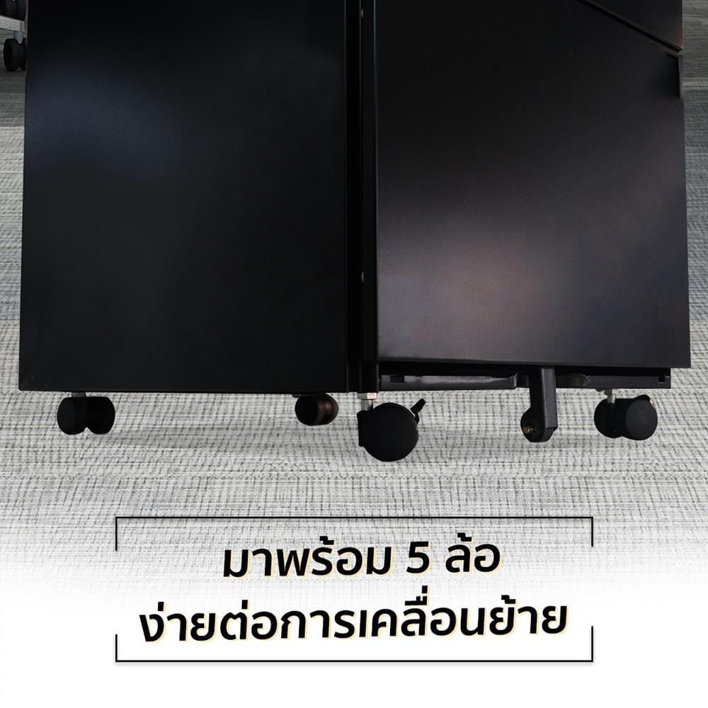 ตู้ลิ้นชักเหล็ก 3 ลิ้นชัก พร้อมเบาะแดง DESKSPACE สีดำ/แดง