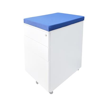 ตู้ลิ้นชักเหล็ก 3 ลิ้นชัก พร้อมเบาะฟ้า DESKSPACE สีขาว/ฟ้า_0