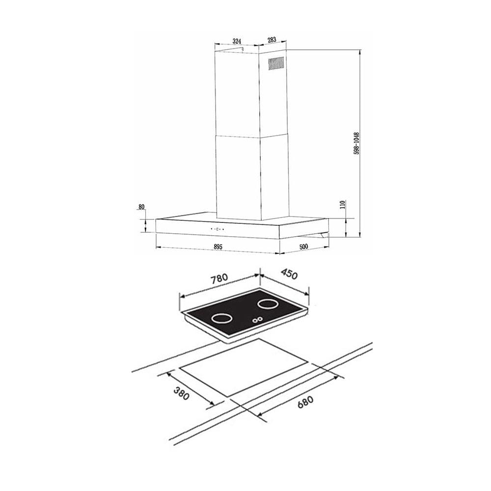 เตาฝัง+เครื่องดูดควัน TEKA GTS782G+DHW90TO