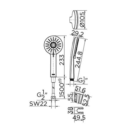 ชุดฝักบัวสายอ่อน 3 ระดับ KARAT FAUCET รุ่น KS-42-263-55 สีดำ_1