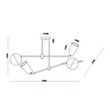 ไฟช่อ CARINI PH2142-2 สีขาว/ดำ/ลายไม้ 4 หัว_5