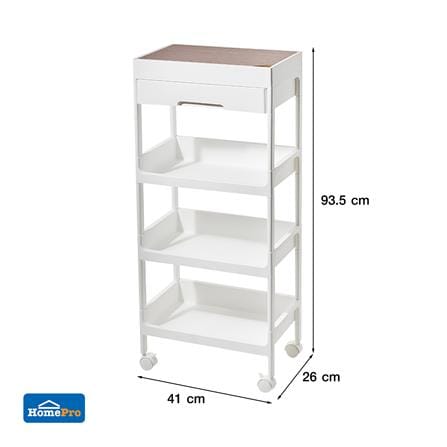 ชั้นวางของ 4 ชั้น มีล้อ STACKO TILLA 41x26x93.5 ซม. สีขาว_3