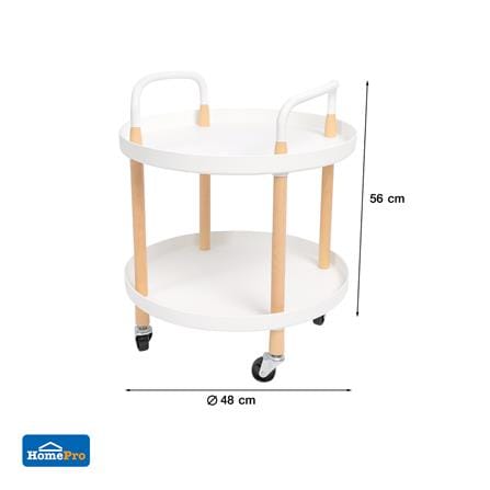 ชั้นวางของ 2 ชั้น มีล้อ STACKO RONDA 48x48x56 ซม. สีขาว_4