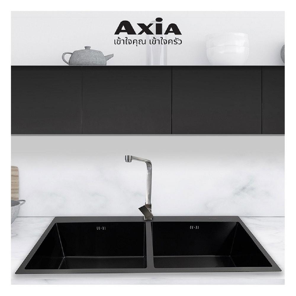 ซิงค์ฝัง 2 หลุม AXIA MIDNIGHT 4646 สีดำ