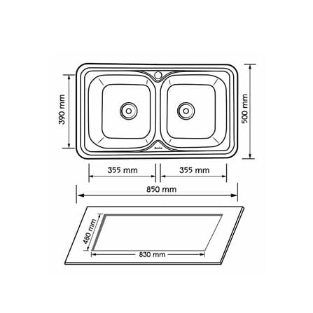 ซิงค์ฝัง 2 หลุม AXIA PP 8550 สเตนเลส_3