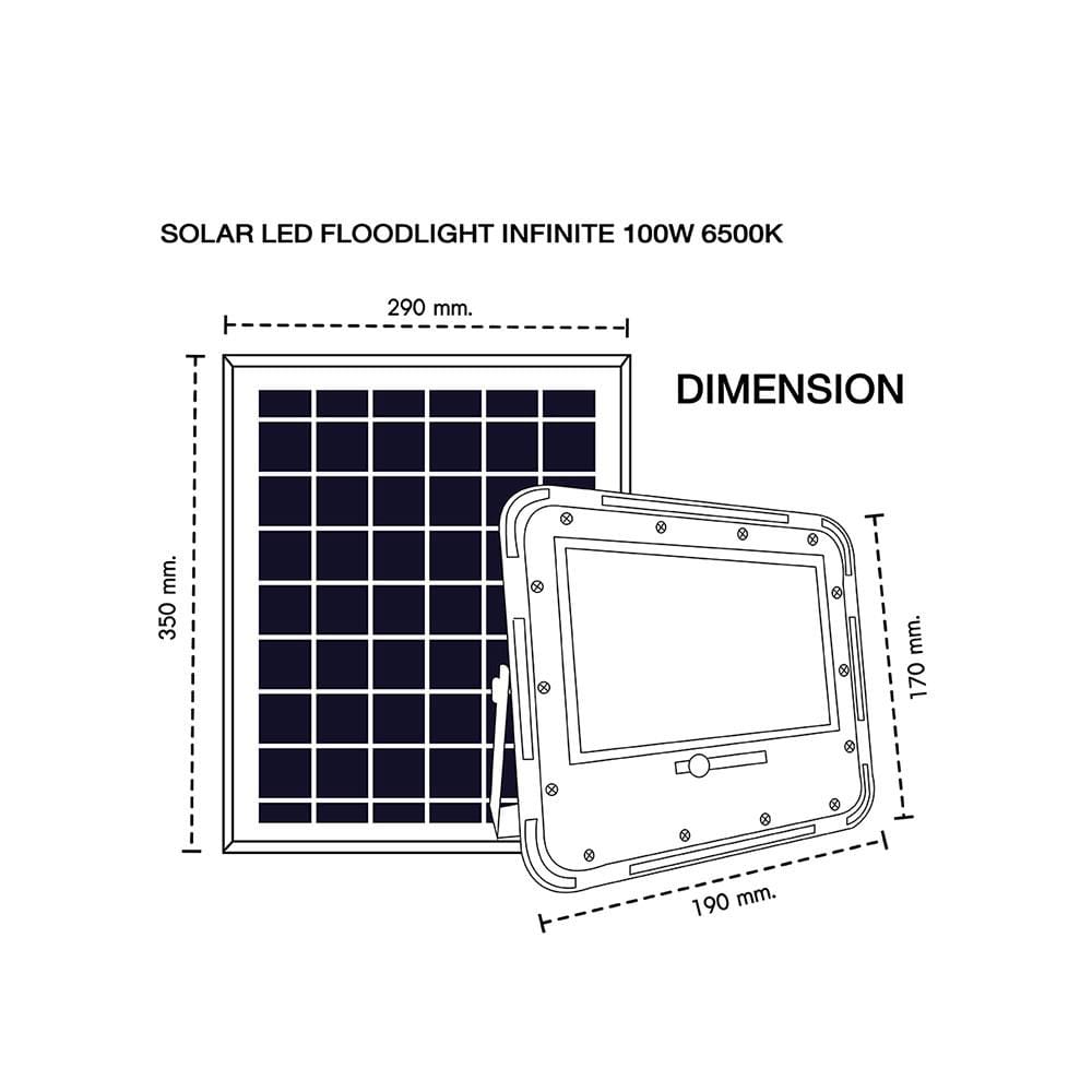 ไฟสปอตไลท์ SOLAR RACER FLOODLIGHT 100 วัตต์ WARM WHITE สีเทา