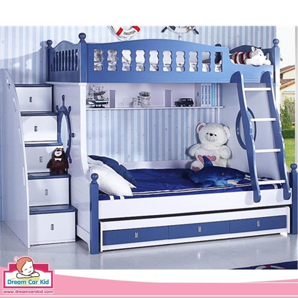เตียง 2 ชั้นเเละบันได DREAM CAR KID MARINE 611-5B สีนํ้าเงิน/ขาว