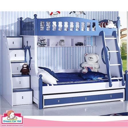 เตียง 2 ชั้นเเละบันได DREAM CAR KID MARINE 611-5B สีนํ้าเงิน/ขาว_2