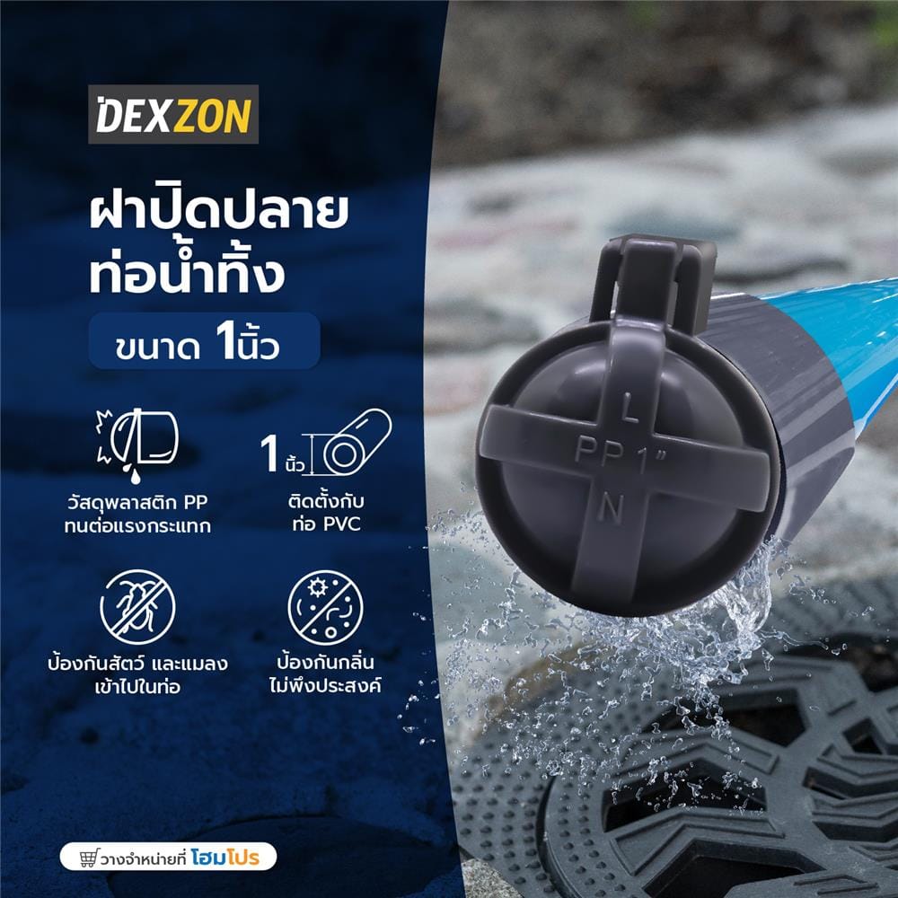 ฝาปิดปลายท่อน้ำทิ้ง DEXZON 1 นิ้ว