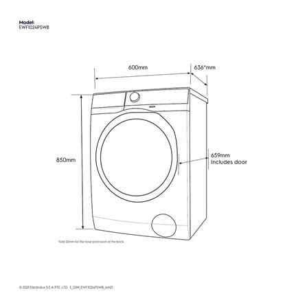 เครื่องซักผ้าฝาหน้า ELECTROLUX EWF1024P5WB 10 กก. อินเวอร์เตอร์ +ขาตั้ง_7
