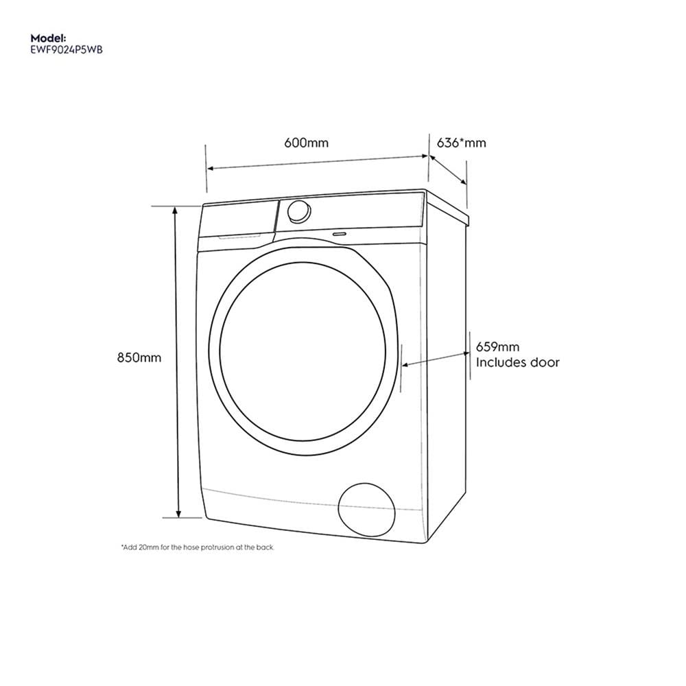 เครื่องซักผ้าฝาหน้า ELECTROLUX EWF9024P5WB 9 กก. อินเวอร์เตอร์ +ขาตั้ง