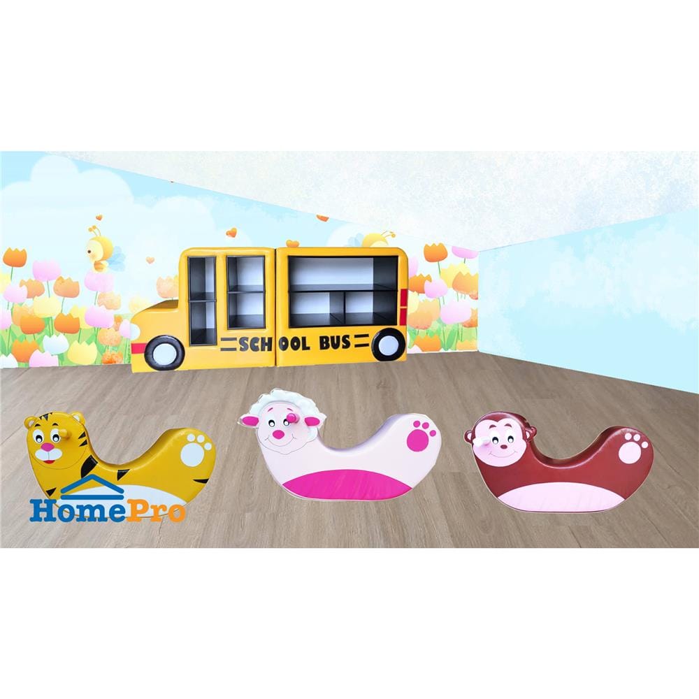 ชั้นวางของเด็ก 7 ช่อง PLAYSANOOK SCHOOL BUS สีเหลือง