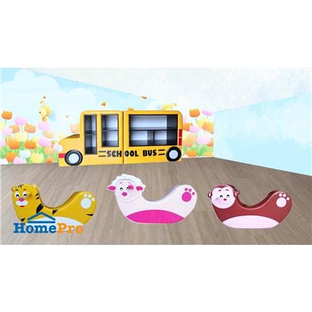 ชั้นวางของเด็ก 7 ช่อง PLAYSANOOK SCHOOL BUS สีเหลือง_1