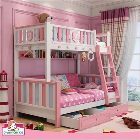 เตียง 2 ชั้น 5 ฟุต DREAM CAR KID PREMIER 0085.7 สีชมพู/ฟ้า/ขาว_2