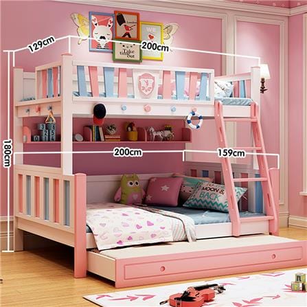 เตียง 2 ชั้น 5 ฟุต DREAM CAR KID PREMIER 0085.7 สีชมพู/ฟ้า/ขาว_3