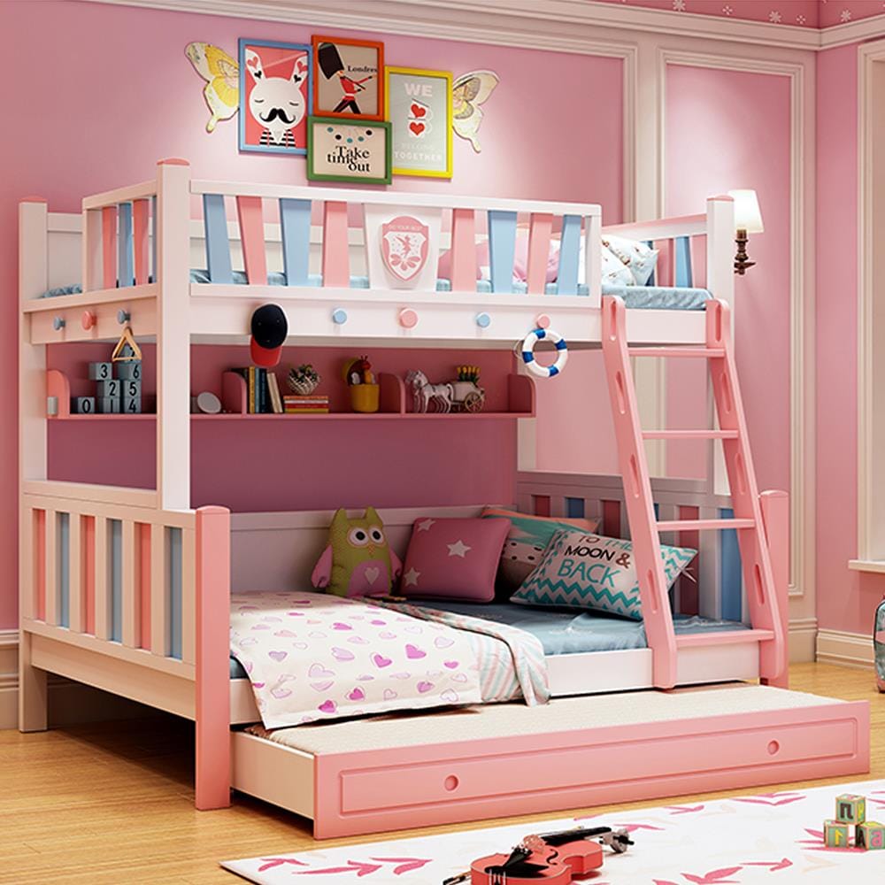 เตียง 2 ชั้น 4 ฟุต DREAM CAR KID PREMIER 0084.7 สีชมพู/ฟ้า/ขาว
