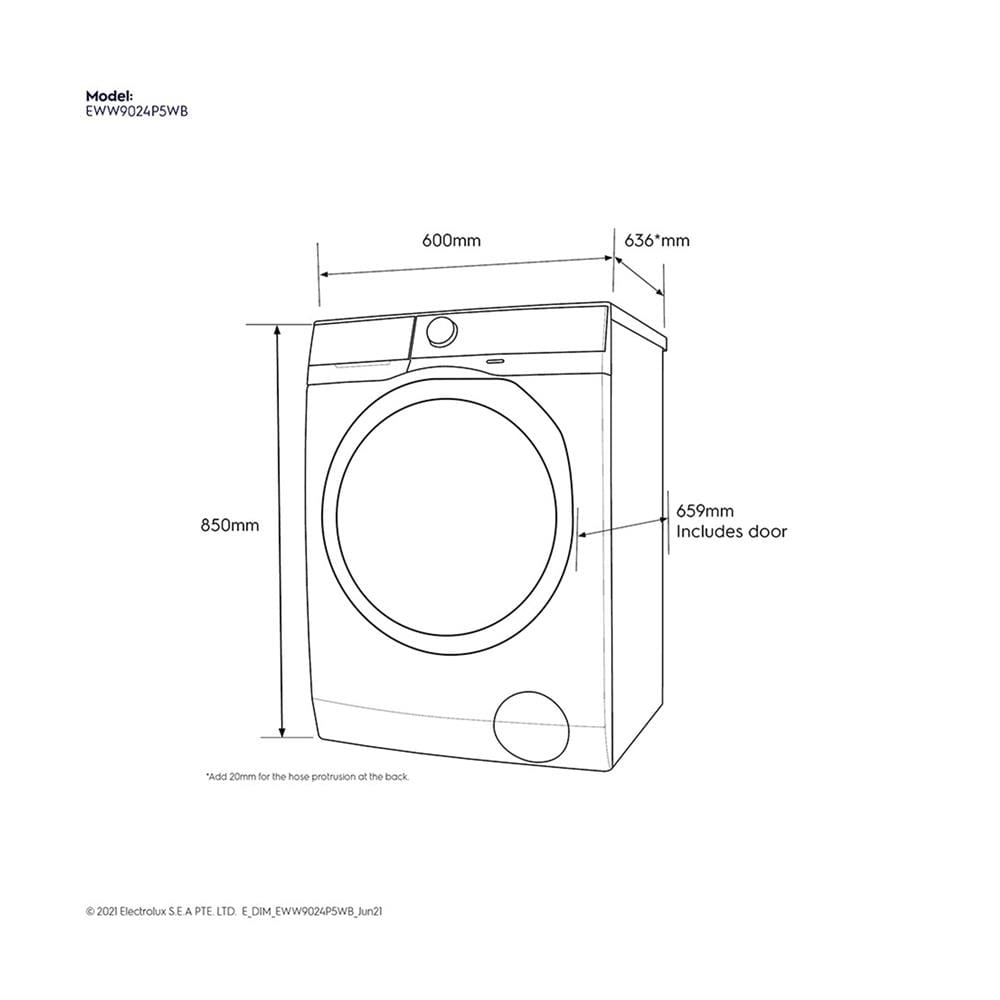 เครื่องซักอบ ELECTROLUX EWW9024P5WB 9/6 กก. อินเวอร์เตอร์+ขาตั้ง
